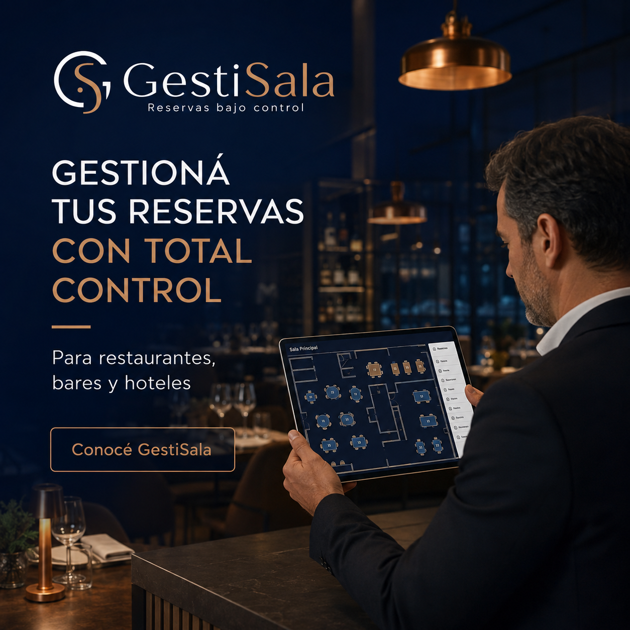 Publicidad completa de GestiSala para restaurantes, bares y hoteles